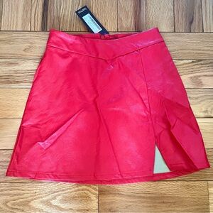 Boohoo Red Leather Skirt